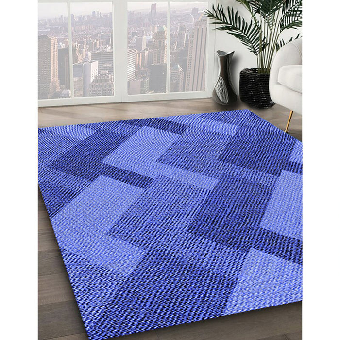 Patterned Sky Blue Rug in Family Room, pat3534blu