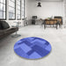 Round Patterned Sky Blue Rug in a Office, pat3534blu