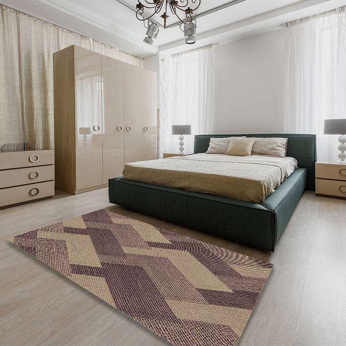 Patterned Light Copper Gold Rug in a Bedroom, pat3534brn
