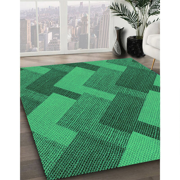Machine Washable Transitional Spring Green Rug in a Family Room, wshpat3534grn