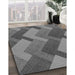 Patterned Black Rug in Family Room, pat3534gry