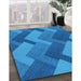 Machine Washable Transitional Blue Rug in a Family Room, wshpat3534lblu