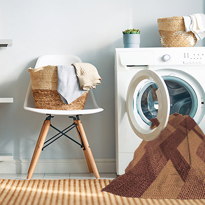 Machine Washable Transitional Brown Red Rug in a Washing Machine, wshpat3534org
