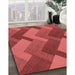 Patterned Red Rug in Family Room, pat3534rd