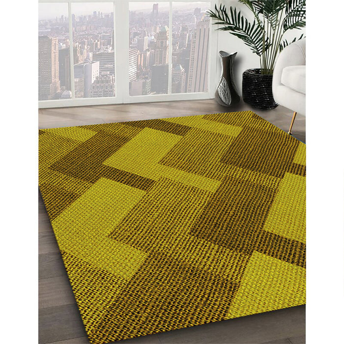 Patterned Yellow Rug in Family Room, pat3534yw