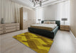 Patterned Yellow Rug in a Bedroom, pat3534yw