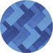 Sideview of Patterned Blue Novelty Rug, pat3534