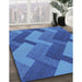 Machine Washable Transitional Blueberry Blue Rug in a Family Room, wshpat3534