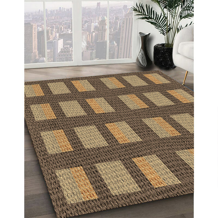 Machine Washable Transitional Bronze Brown Rug in a Family Room, wshpat3535brn