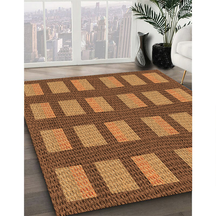 Machine Washable Transitional Saddle Brown Rug in a Family Room, wshpat3535org