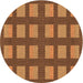 Square Patterned Saddle Brown Rug, pat3535org