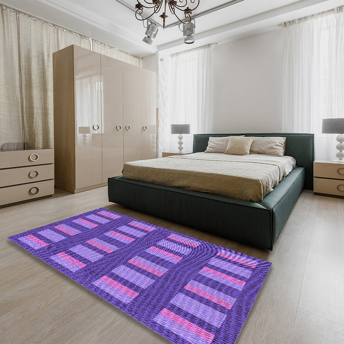 Patterned Amethyst Purple Rug in a Bedroom, pat3535pur