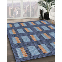 Patterned Dark Blue Grey Blue Novelty Rug, pat3535