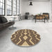 Round Patterned Sandy Brown Rug in a Office, pat3536brn