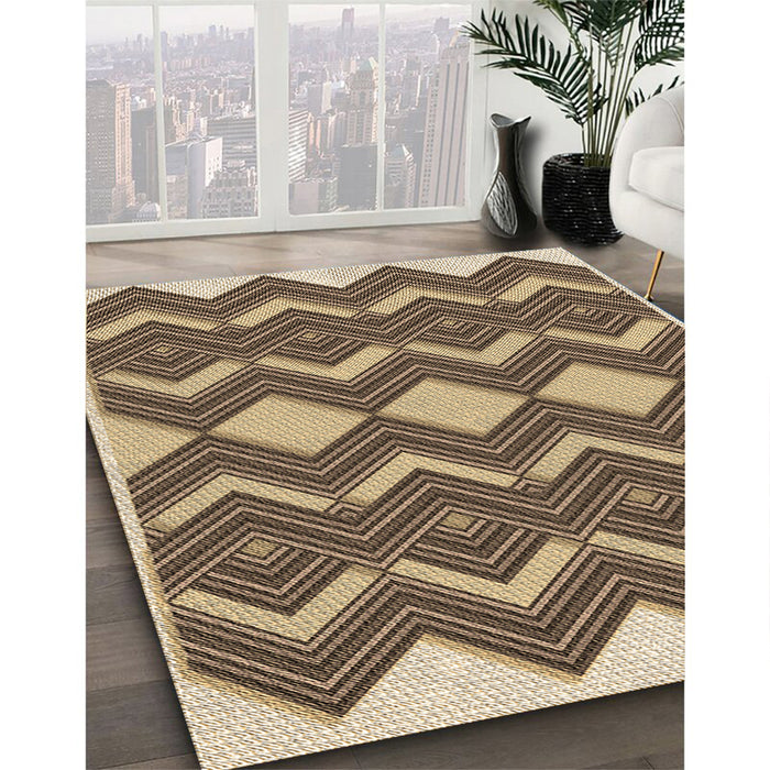 Patterned Sandy Brown Rug in Family Room, pat3536brn