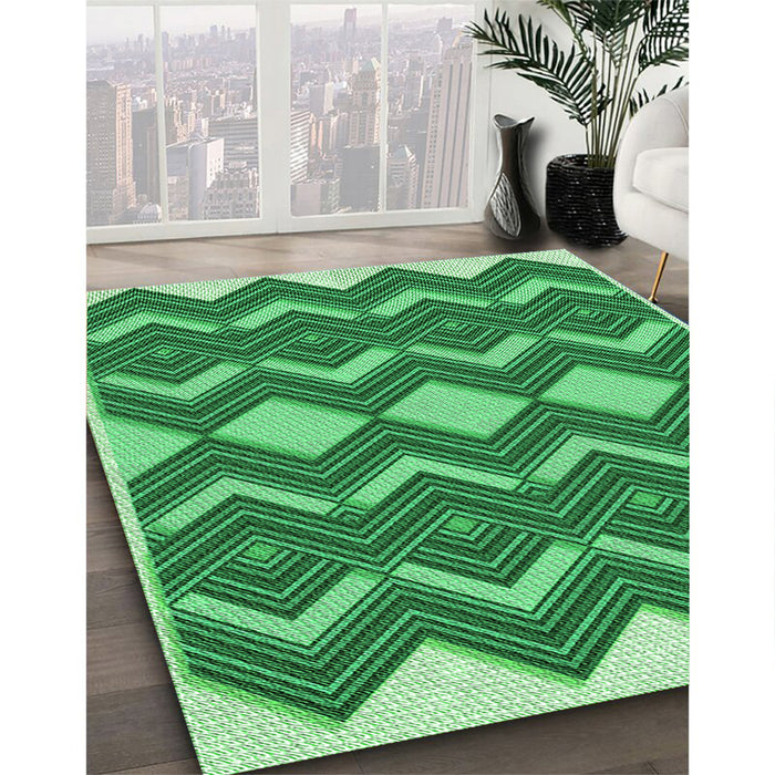 Machine Washable Transitional Green Rug in a Family Room, wshpat3536grn