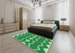 Patterned Green Rug in a Bedroom, pat3536grn