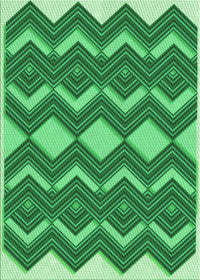 Machine Washable Transitional Green Rug, wshpat3536grn