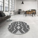 Round Patterned Cloud Gray Rug in a Office, pat3536gry