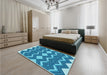 Patterned Blue Rug in a Bedroom, pat3536lblu