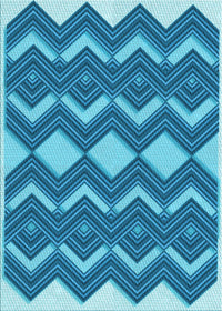 Machine Washable Transitional Blue Rug, wshpat3536lblu