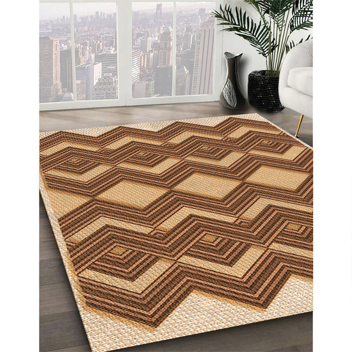 Machine Washable Transitional Saddle Brown Rug in a Family Room, wshpat3536org
