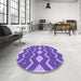 Round Patterned Amethyst Purple Rug in a Office, pat3536pur