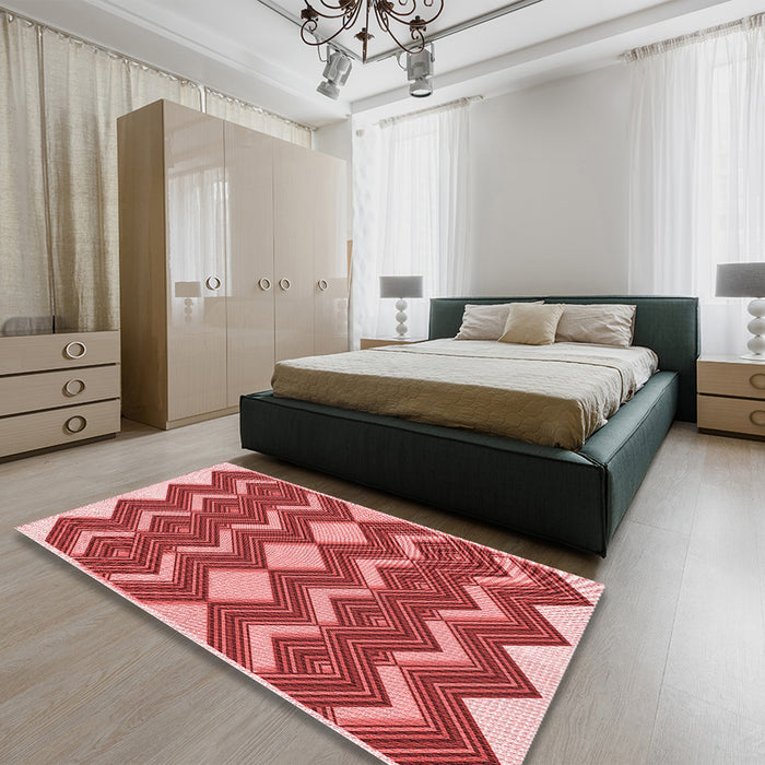 Patterned Red Rug in a Bedroom, pat3536rd