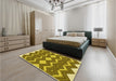 Patterned Dark Bronze Brown Rug in a Bedroom, pat3536yw