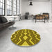 Round Patterned Dark Bronze Brown Rug in a Office, pat3536yw