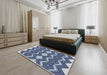 Patterned Blue Novelty Rug in a Bedroom, pat3536