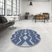 Round Patterned Blue Novelty Rug in a Office, pat3536