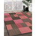 Machine Washable Transitional Copper Red Pink Rug in a Family Room, wshpat3537brn