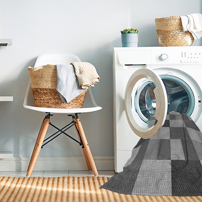 Machine Washable Transitional Grey Gray Rug in a Washing Machine, wshpat3537gry