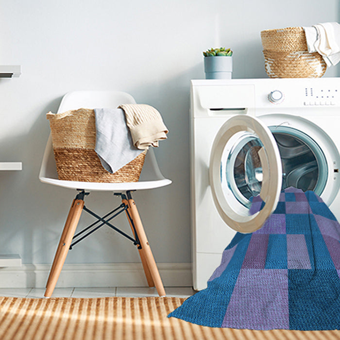 Machine Washable Transitional Blue Rug in a Washing Machine, wshpat3537lblu