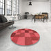 Round Patterned Red Rug in a Office, pat3537rd