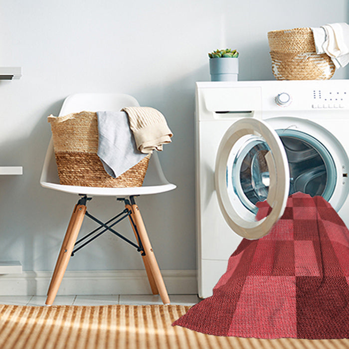 Machine Washable Transitional Red Rug in a Washing Machine, wshpat3537rd