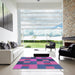 Square Patterned Purple Novelty Rug in a Living Room, pat3537