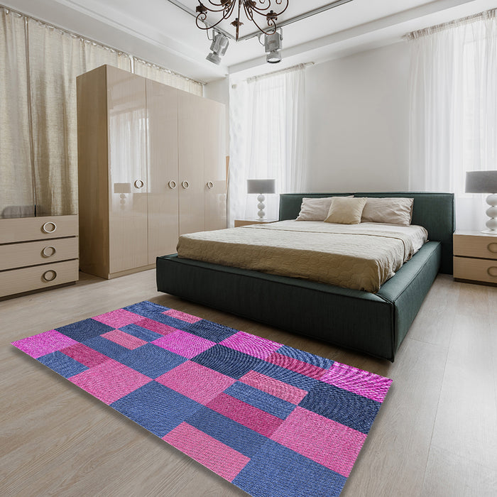 Machine Washable Transitional Purple Rug in a Bedroom, wshpat3537