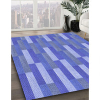 Patterned Ocean Blue Rug, pat3538blu