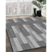 Machine Washable Transitional Ash Gray Rug in a Family Room, wshpat3538gry