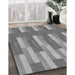 Patterned Ash Gray Rug in Family Room, pat3538gry