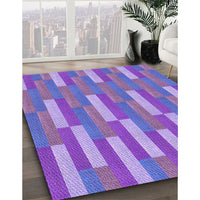 Patterned Blue Violet Purple Rug, pat3538pur