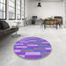 Round Patterned Blue Violet Purple Rug in a Office, pat3538pur