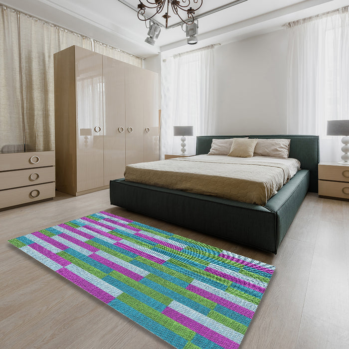 Patterned Bright Purple Novelty Rug in a Bedroom, pat3538