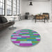 Round Machine Washable Transitional Bright Grape Purple Rug in a Office, wshpat3538