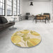 Round Patterned Orange Gold Rug in a Office, pat3539brn