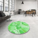 Round Patterned Green Rug in a Office, pat3539grn