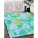 Machine Washable Transitional Aquamarine Green Rug in a Family Room, wshpat3539lblu