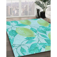 Patterned Aquamarine Green Rug, pat3539lblu